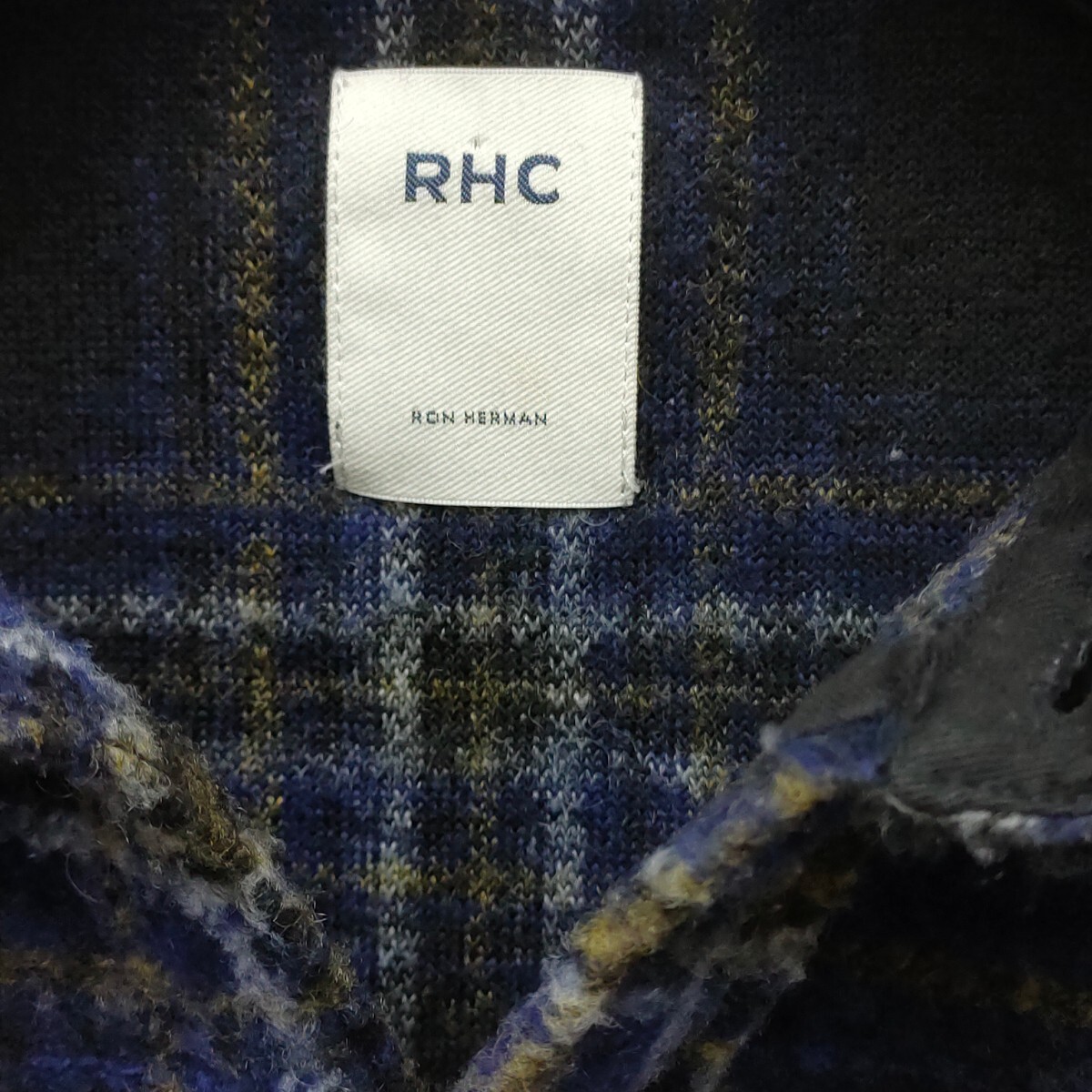 RHC Ron Herman / ロンハーマン メンズ ウール混 厚手ボタンシャツジャケット 寒色系 チェック柄 Lサイズ カッコいい I-3671_画像4