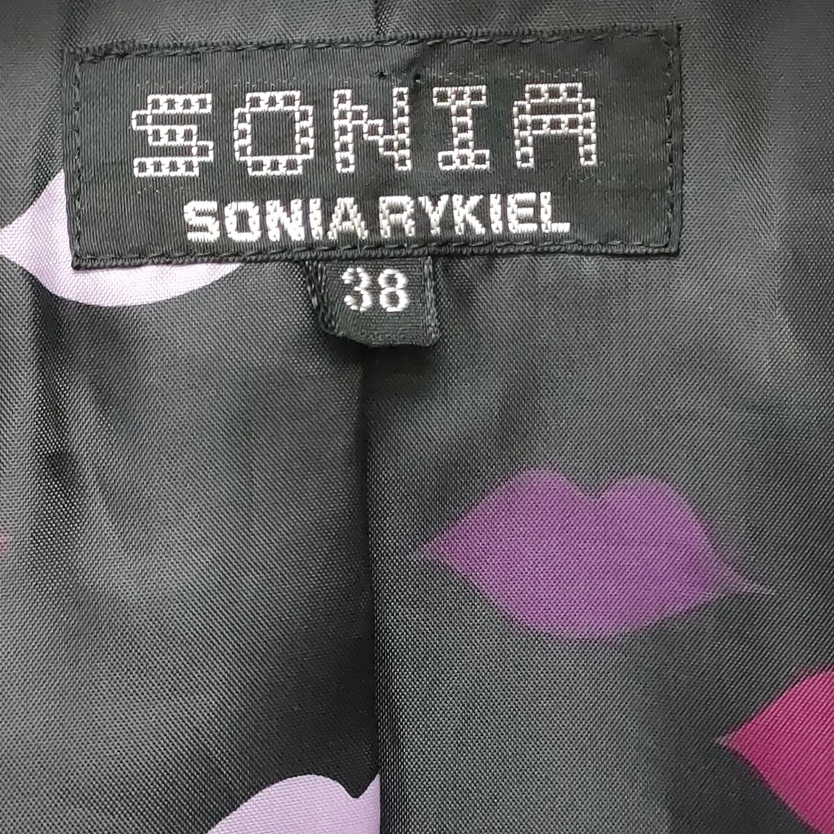 SONIA SONIA RYKIEL/ソニアリキエル レディース ウール混 テーラードジャケット ブラウン×ピンク系チェック柄 38サイズ I-3672_画像4
