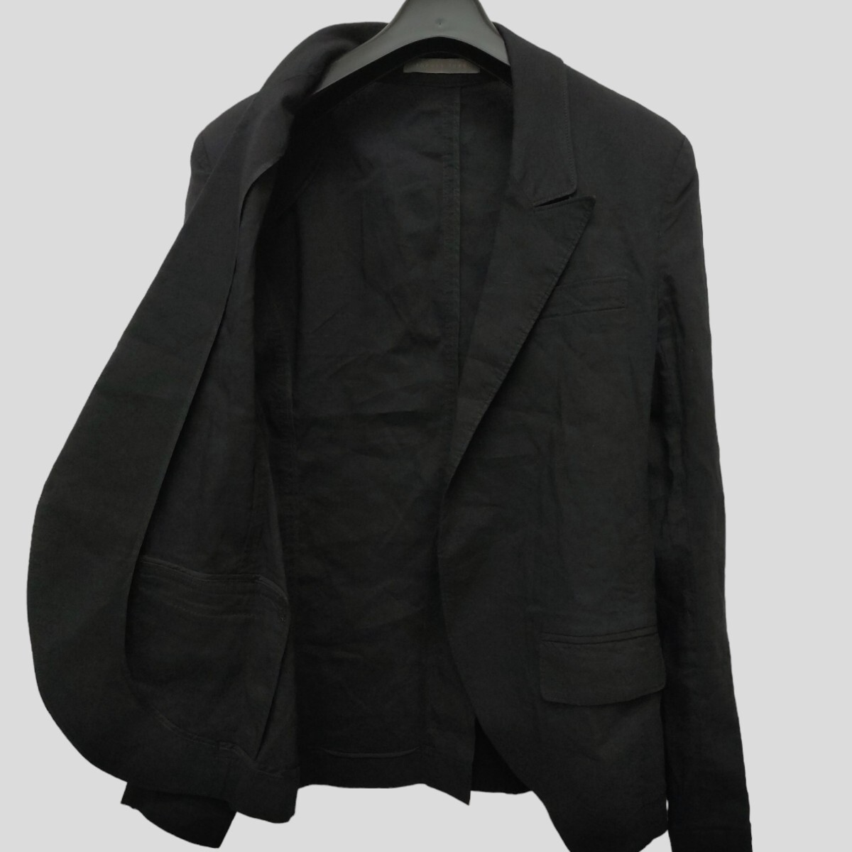 theory luxe / セオリーリュクス レディース テーラードジャケット 羽織り ブラック 40 サイズ 麻 ×レーヨン 日本製 I-3697の画像3
