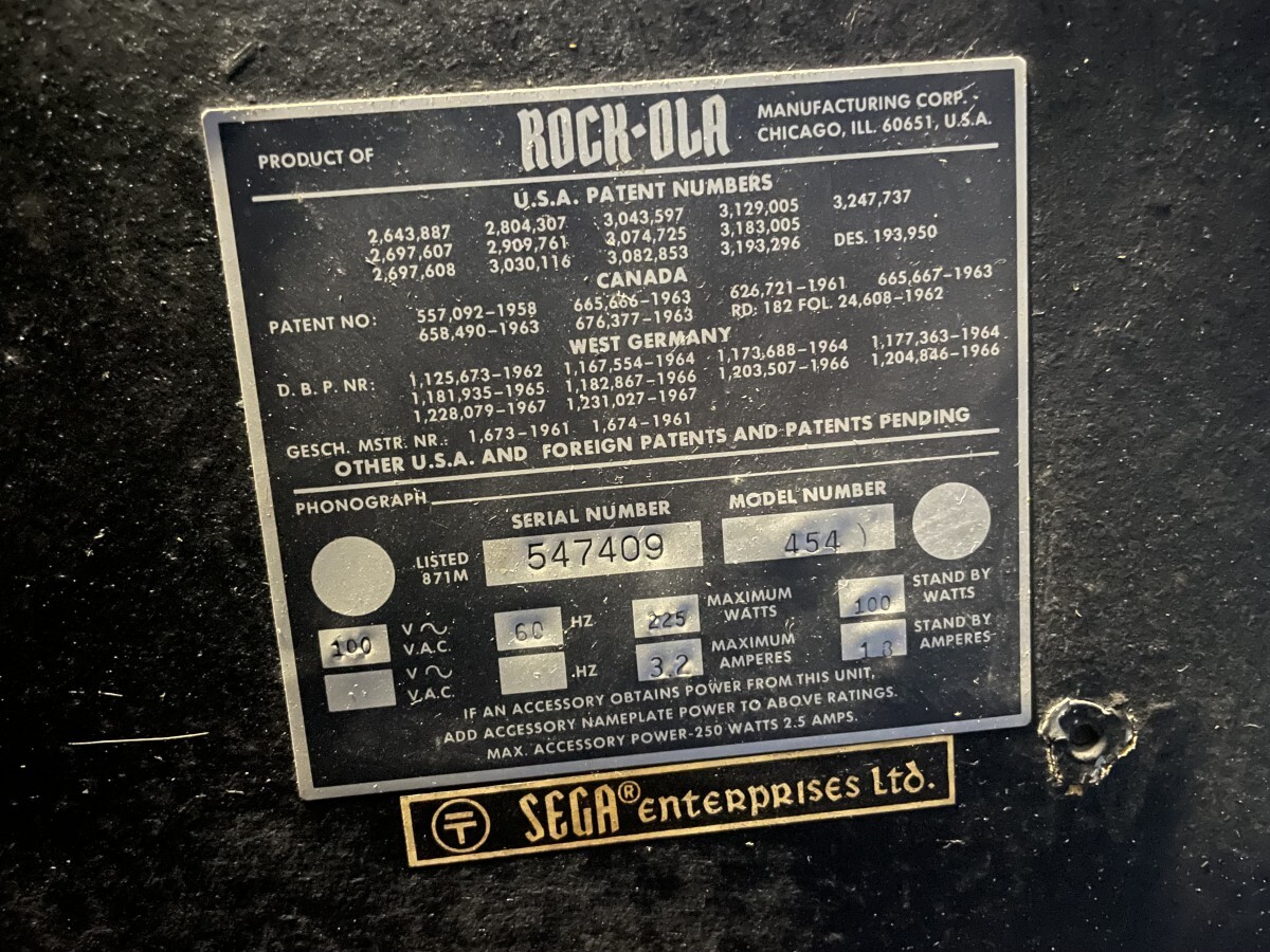  rare! electrification has confirmed ROCK OLA lock o-la454 juke box retro record 