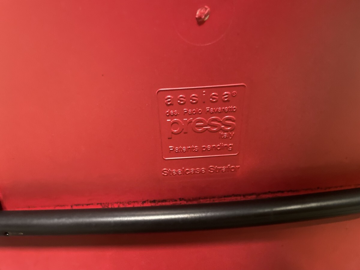 スチールケース ミーティングチェア スタッキング Assisa steelcase レッド 業務用 会議椅子 14台 台車 チェアカートの画像7