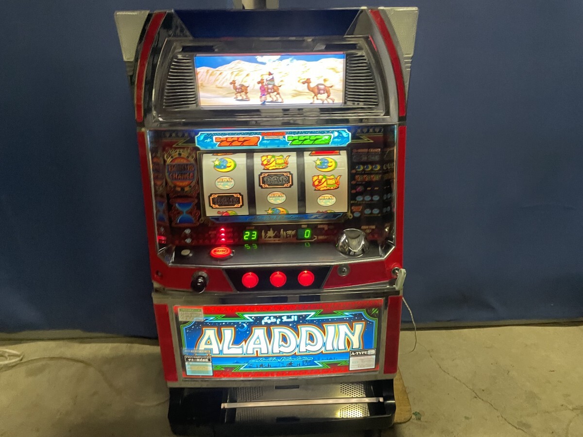 動作確認済み ALADDIN アラジン エボリューション 4号機 スロット パチスロ コイン不用機 ドアキー 設定キー 家庭用電源_画像1