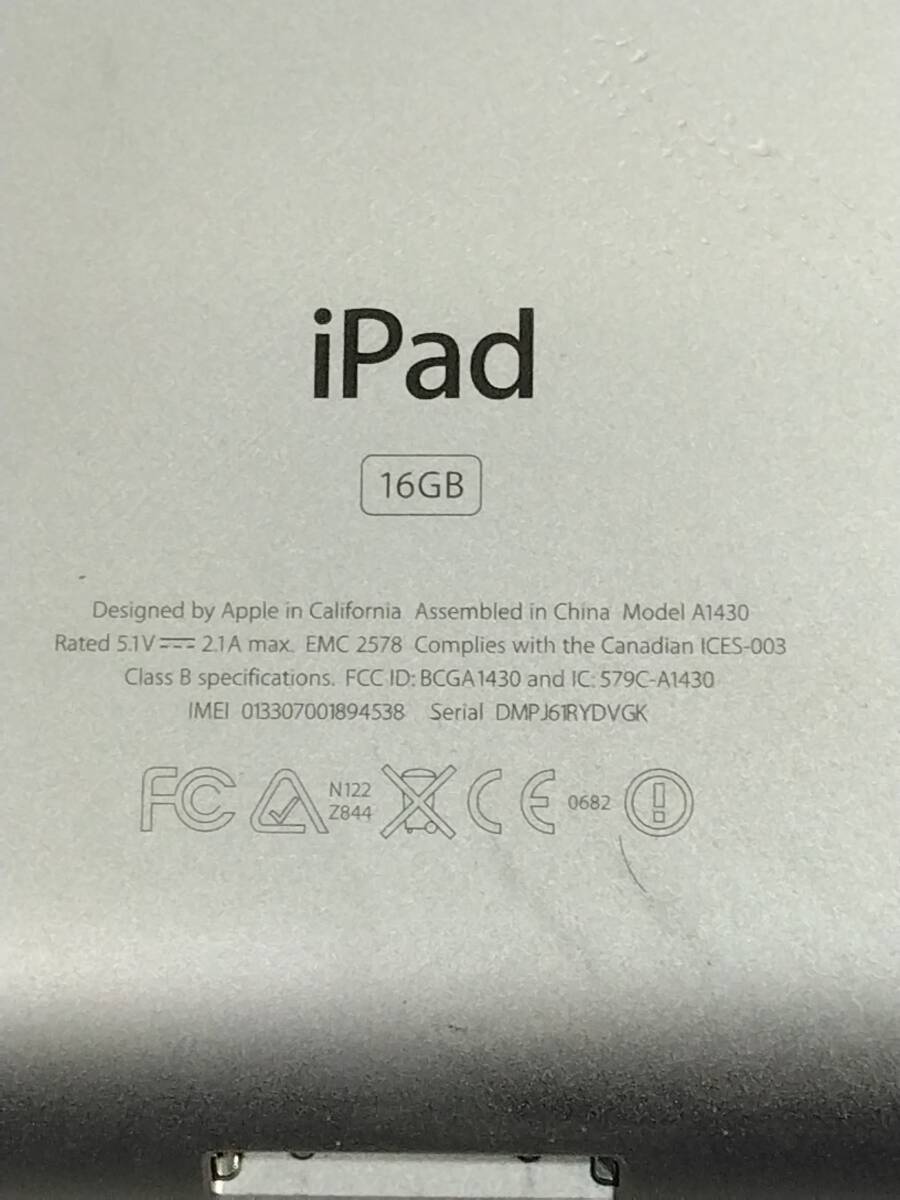 ☆Apple iPad 16GB モデルA1430 タブレット！レターパックライト370円発送の画像3
