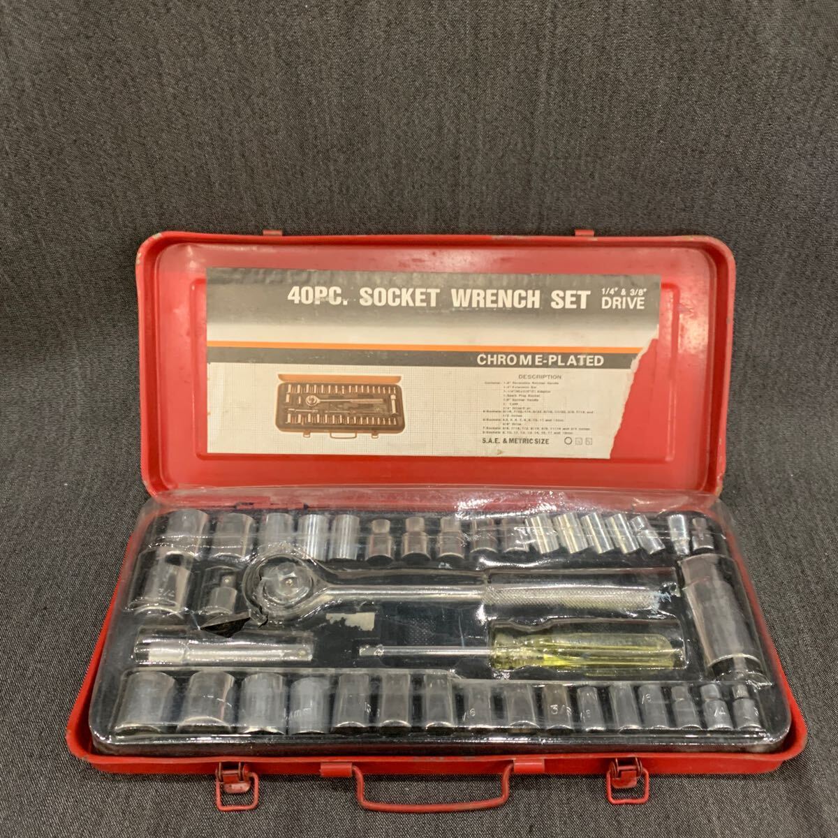 40PC.SOCKET WRENCH SET 1/4”&3/8”DRIVE ラチェットハンドル ソケットレンチセット工具 ゆ_画像1