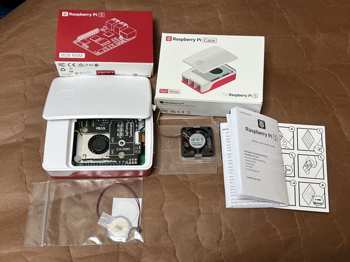 RaspberryPi5 & 公式ケース & 公式アクティブクーラー & Geekworm X1003 & RTC用バッテリー セット_画像1