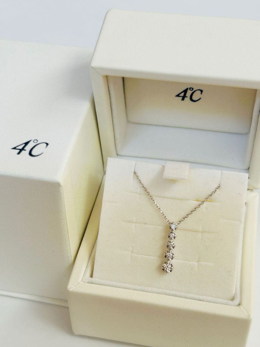 4℃ ダイヤモンドネックレス K18ホワイトゴールド 5連 ヨンドシー 4℃ ダイヤモンドネックレス K18ホワイトゴールド 5連 ヨンドシー