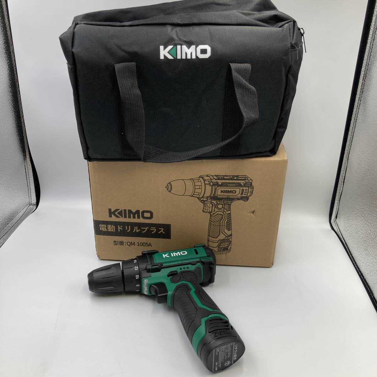 【通電確認済み】 KIMO 電動 ドリル QM-1005A 充電式 コードレス バッテリー 12ｖ 1.5Ah LED ドライバーY16385-L2_画像1