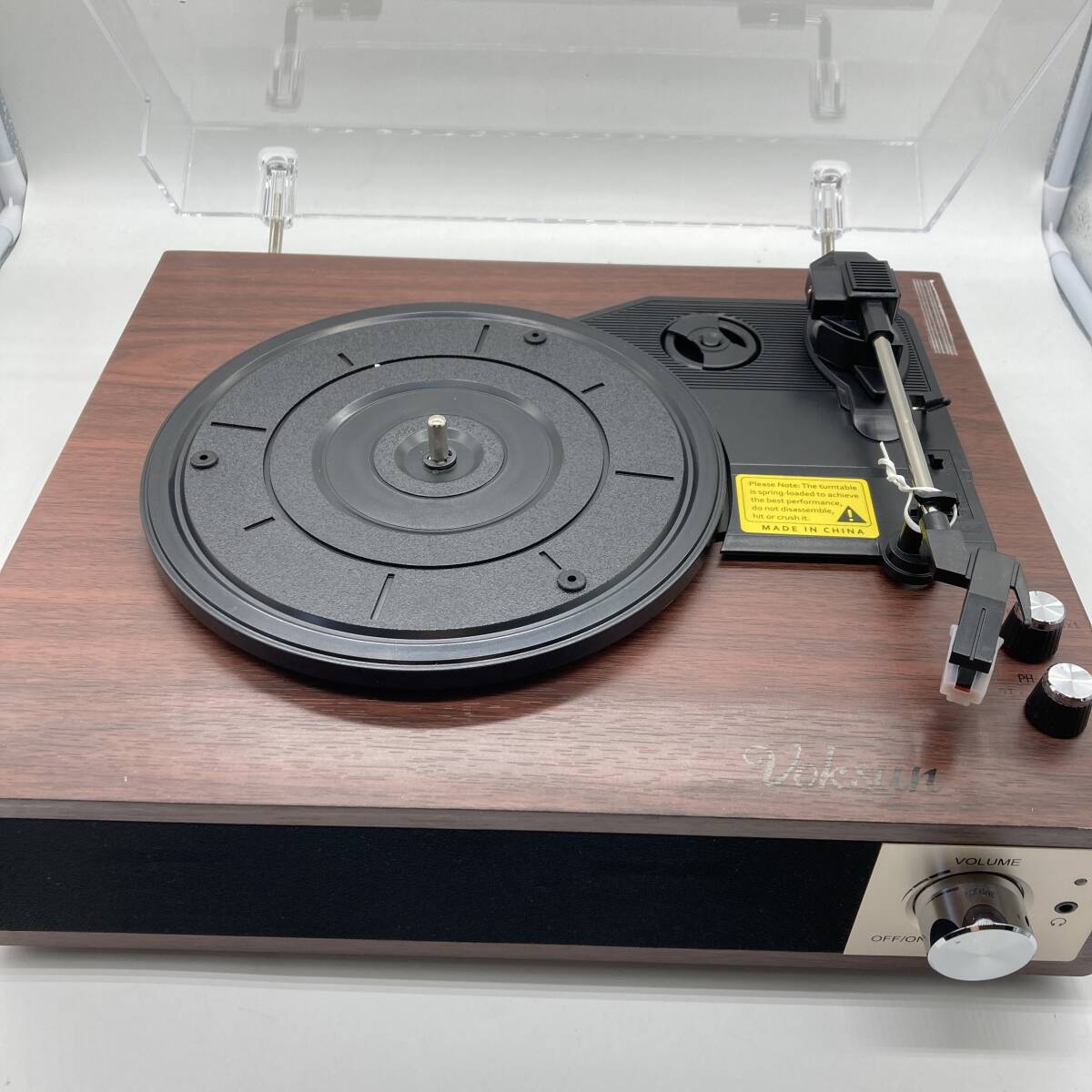 [ electrification only verification settled ] record player VOKSUN retro design wood grain S450 /Y16380-C3