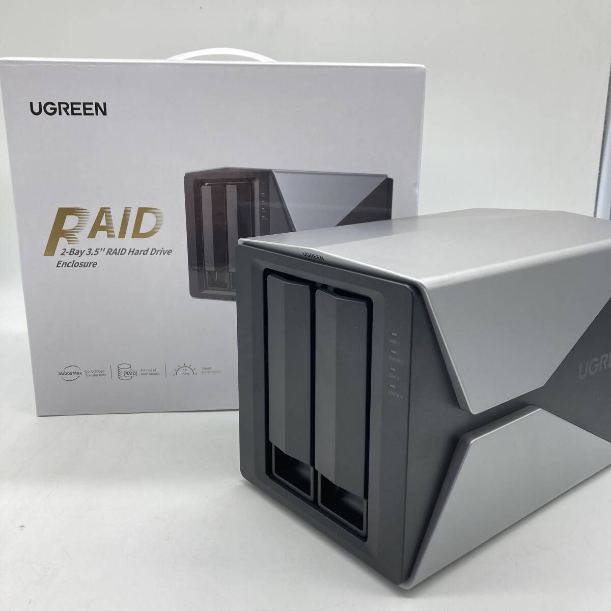 【通電のみ確認済】UGREEN 3.5インチ HDD ケース 2台 USB C 3.0 Type C接続 HDD ハードディスクケース /Y16475-R2の画像1