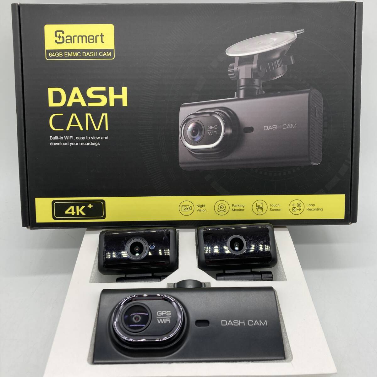 【未検品】SARMERT DC4213 ドライブレコーダー 3カメラ 4K録画 3.99インチIPS液晶画面 /Y16534-A1_画像1