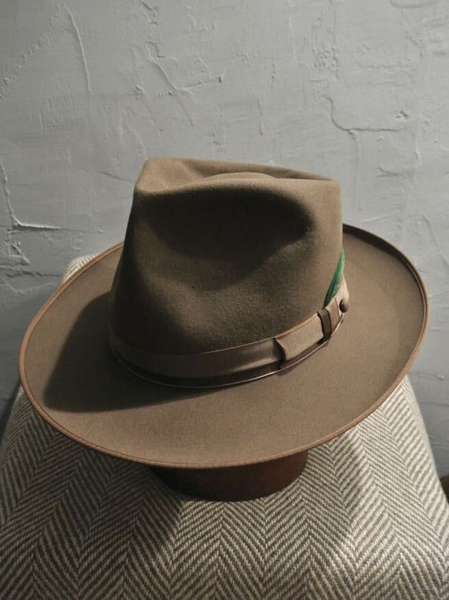 40s Vintage STEVENS 7 1/8 57cm トープ ブラウン グレージュ 40s Vintage STEVENS 7 1/8 57cm トープ ブラウン グレージュ