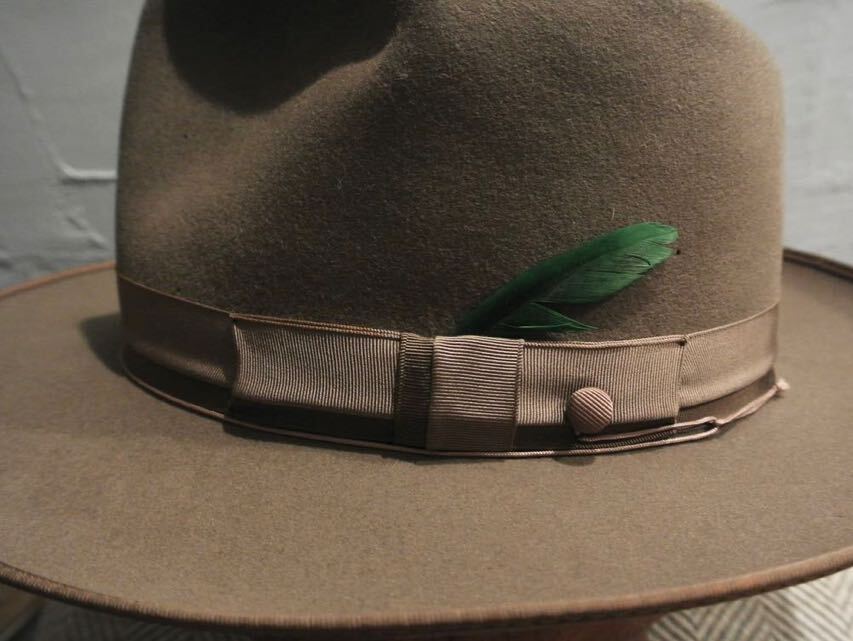 40s Vintage STEVENS 7 1/8 57cm トープ ブラウン グレージュ 40s Vintage STEVENS 7 1/8 57cm トープ ブラウン グレージュ