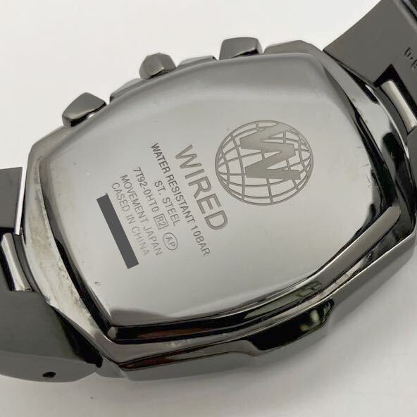 良品☆電池新品☆送料込☆セイコー SEIKO ワイアード WIRED クロノグラフ メンズ腕時計 ブラック/ブルー デルタモデル 7T92-0HT0 AGBV205_画像10