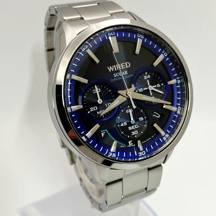  прекрасный товар * солнечный * включая доставку * Seiko SEIKO Wired WIRED хронограф мужские наручные часы TOKYO SORA голубой / серебряный VR42-KZC0 AGAD094