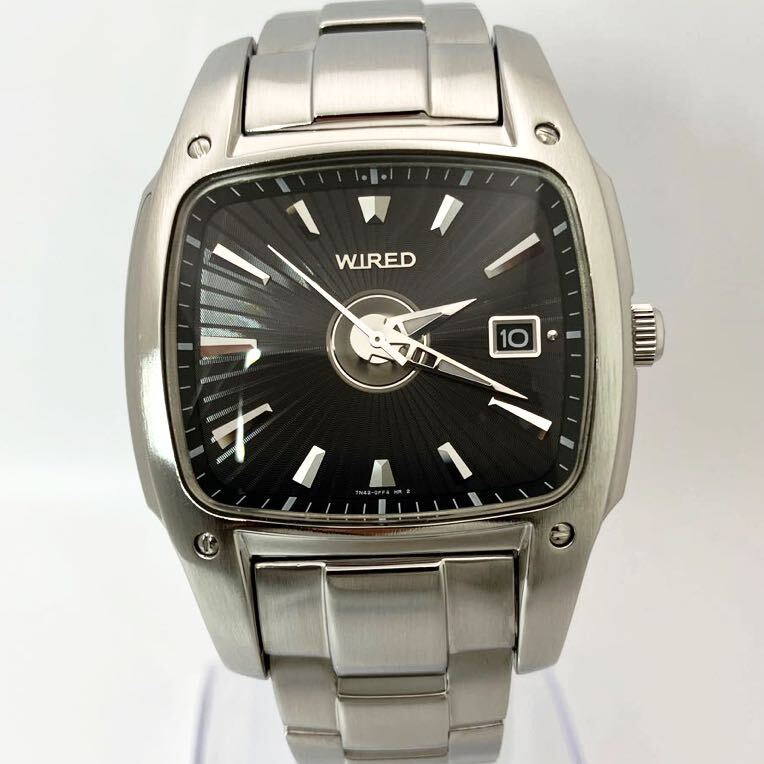  прекрасный товар * батарейка новый товар * включая доставку * Seiko SEIKO Wired WIRED 3 стрелки календарь модель мужские наручные часы черный 7N42-0DB0 редкий популярный модель 