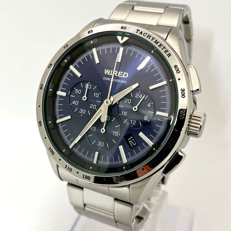  прекрасный товар * батарейка новый товар * включая доставку * Seiko SEIKO Wired WIRED хронограф smoseko мужские наручные часы голубой популярный модель VK63-K006 AGAW403