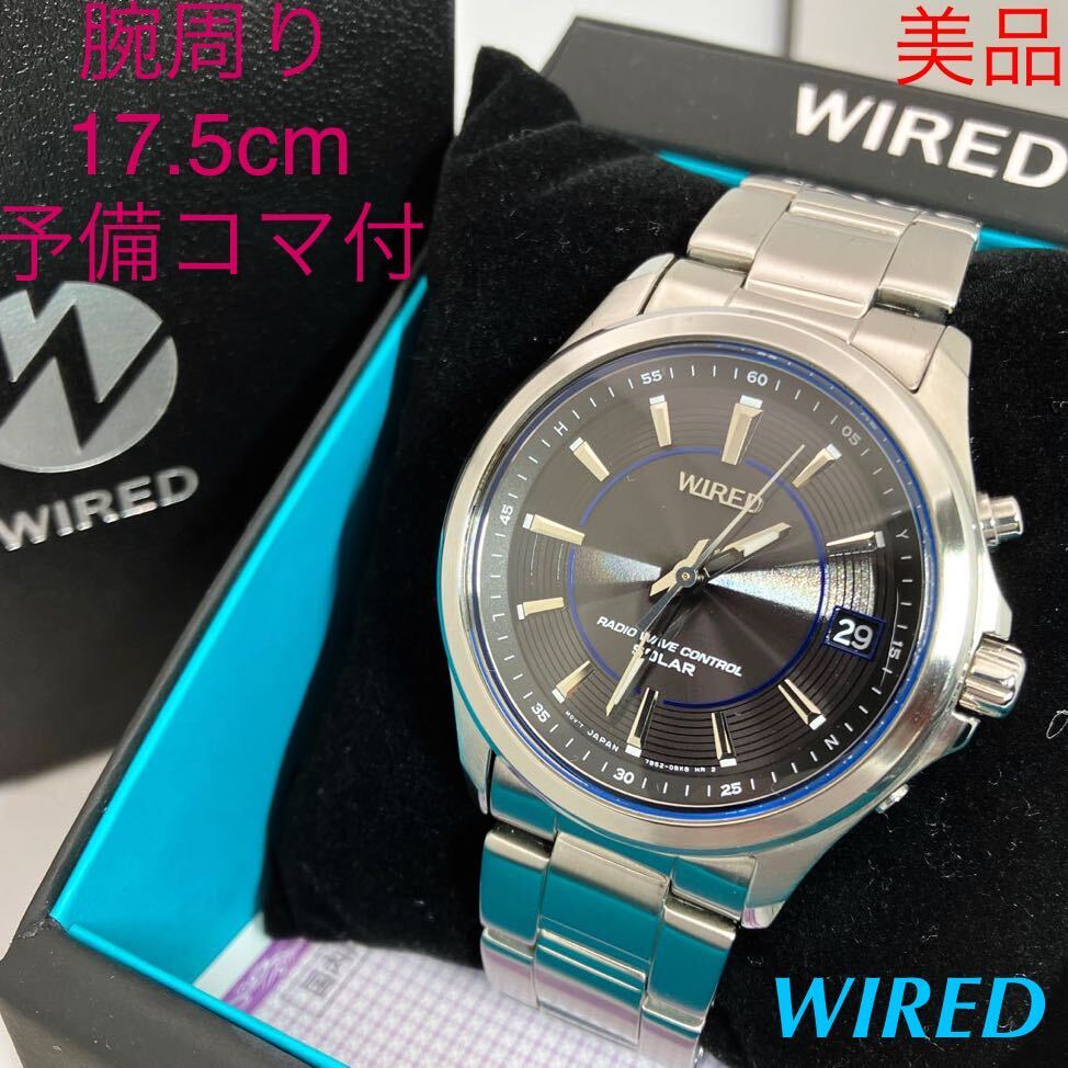 美品☆電波ソーラー☆送料込☆セイコー SEIKO ワイアード WIRED メンズ腕時計 ブラック 人気モデル 7B52-0AS0 AGAY009_画像1