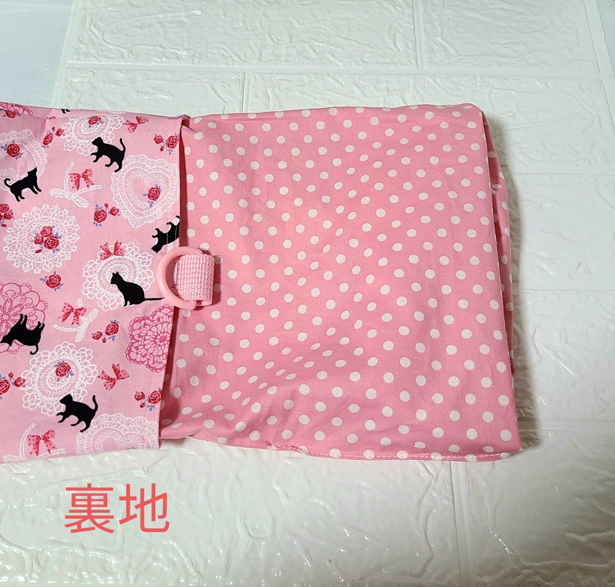 ハンドメイド　マチ付き上履き入れ　猫柄　ピンク　シューズバッグ　上履き袋 女の子　 入学準備 シューズ袋