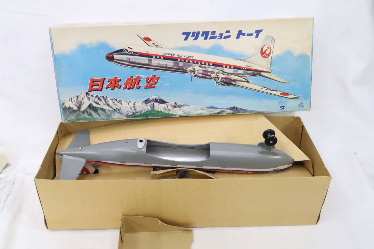 日光玩具工業 ブリキ+プラ JAL 日本航空 ダグラスDC-7-C 箱付 デットストック 日本製 全長約37cm翼長約42cm コイレ_デッドストック状態