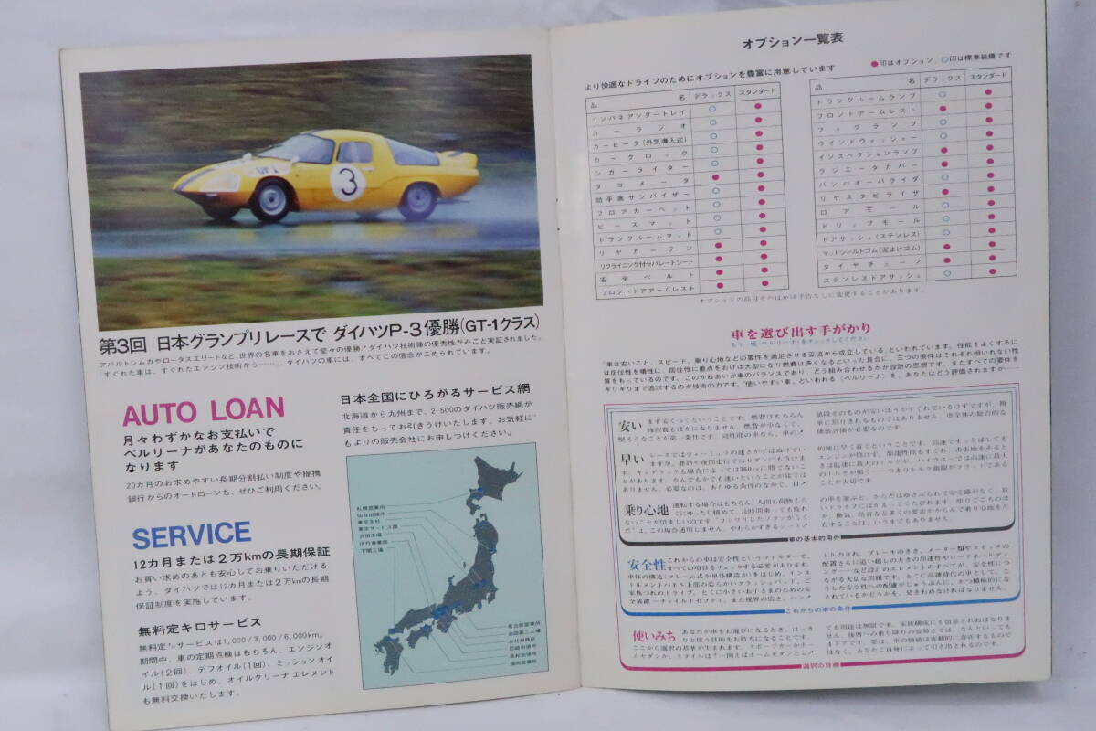 カタログ DAIHATSU 1966年ダイハツベルリーナ 1000 4ドア DX/Std A4判/20頁 P-3優勝記事も イレレの画像9