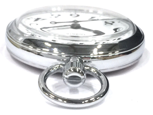 1 jpy Seiko pocket watch 7550-0010 open face white face silver color 3 hands quartz accessory equipped SEIKO