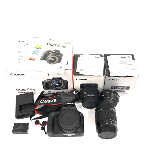 1円 CANON EOS Kiss X7 EF-S 18-55mm 1:3.5-5.6 IS 含む デジタル一眼レフ デジタルカメラ レンズ セット C201353_画像1