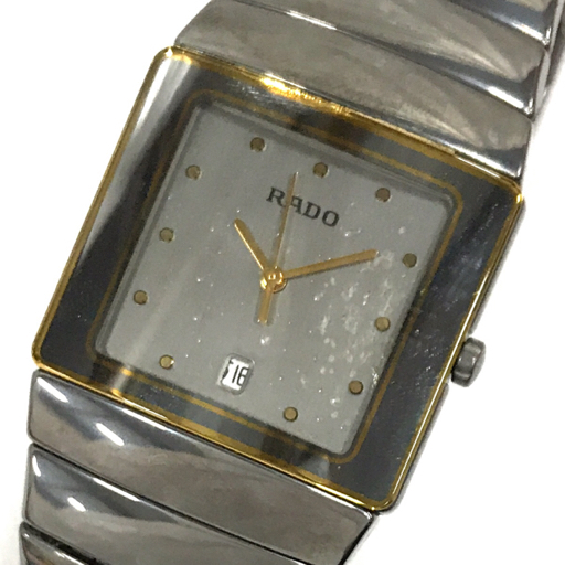 ラドー デイト クォーツ 腕時計 152.0332.3 グレー文字盤 未稼働品 純正ブレス ファッション小物 RADO QR032-327_画像1