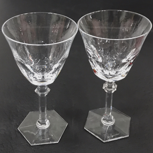 バカラ Baccarat アルクールイヴ ワイングラス ペアグラス プレート クリスタルガラス 食器 計3点 セット QR033-84_画像2