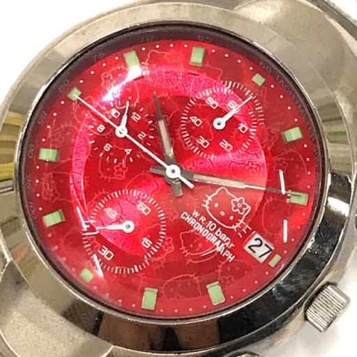 ハローキティ 2000 リミテッドエディション デイト スモセコ クォーツ 腕時計 未稼働品 レッド文字盤 未稼働品の画像1