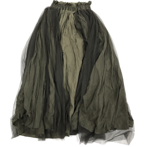 Belle vintage Freeサイズ ロングスカート グリーン ベルト付き ウエストゴム レディース ベルヴィンテージの画像2