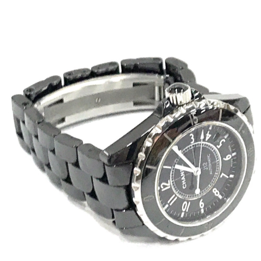 Chanel self-winding watch wristwatch H0685 J12 round Date black face men's original belt operation preservation case attaching CHANEL
