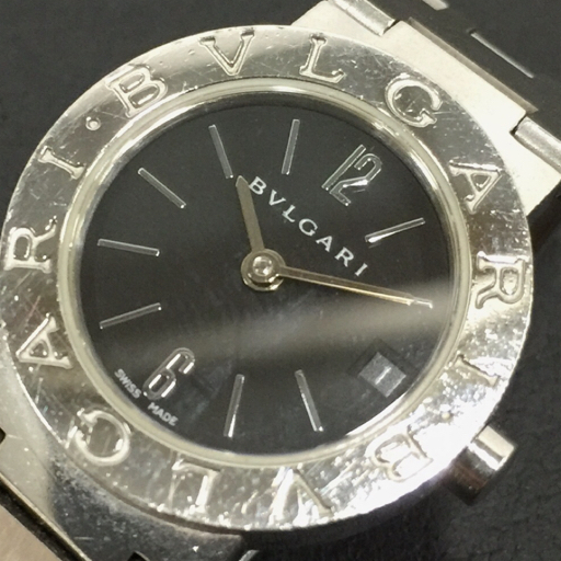 1円 ブルガリ 腕時計 ブルガリブルガリ BB23SSD デイト 黒文字盤 シルバーカラー QZ レディース 付属有 BVLGARI