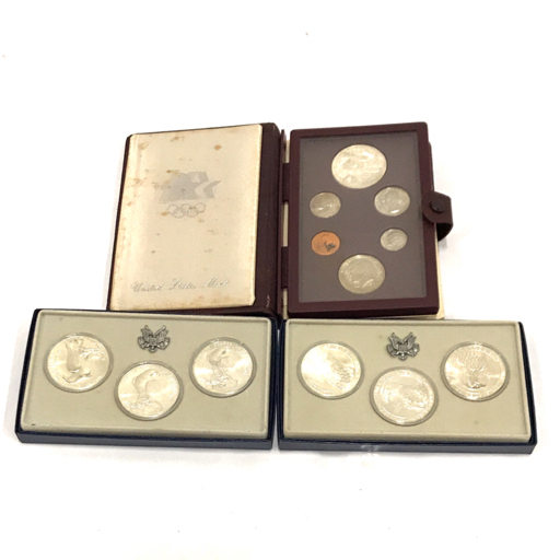 ロサンゼルス オリンピック リバティコイン 1983年 1984年 記念硬貨 保存箱付 計3点 セット QR034-158の画像1