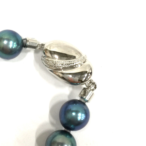 パール 真珠 留め具 SILVER ネックレス ブルーグレー パール直径8.0-8.5mm 重量41.4g 保存ケース付きの画像4