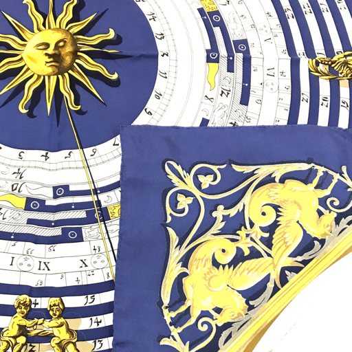 エルメス カレ90 シルク スカーフ DIES ET HORE 占星術 星座 ブルー レディース ファッション小物 HERMES_画像8
