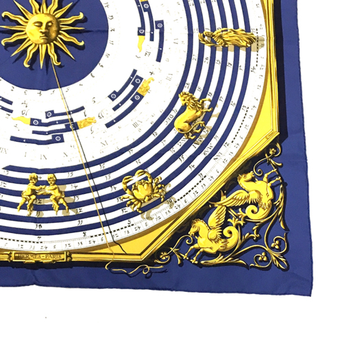 エルメス カレ90 シルク スカーフ DIES ET HORE 占星術 星座 ブルー レディース ファッション小物 HERMES_画像6