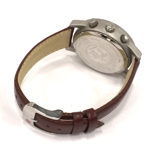 ウェンガー 腕時計 536.0765 コマンド クロノグラフ ラウンド デイト 白文字盤 クォーツ メンズ 社外ベルト QR035-89の画像5