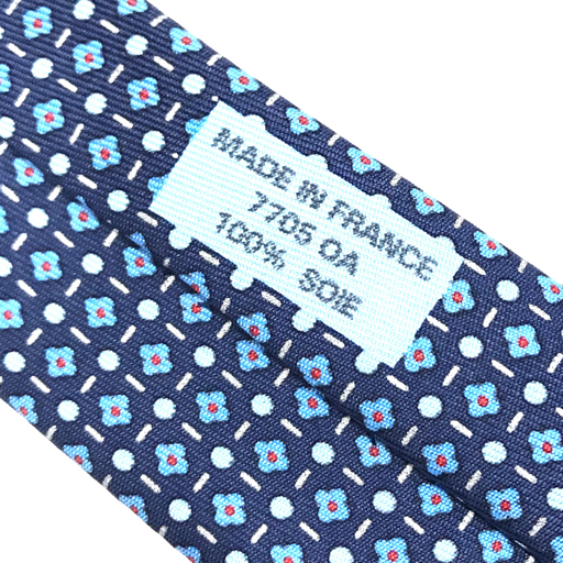 エルメス アクアスキュータム シルク100％ ブルー ネイビー ネクタイ 4点セット ファッション小物の画像4