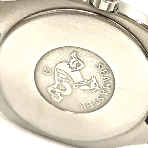 1円 オメガ 腕時計 シーマスター ラウンド デイト グレー文字盤 SVカラー金具 クォーツ メンズ 純正ベルト 稼働の画像2
