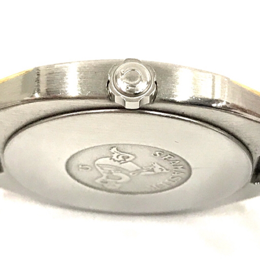 1円 オメガ 腕時計 シーマスター ラウンド デイト グレー文字盤 SVカラー金具 クォーツ メンズ 純正ベルト 稼働の画像3