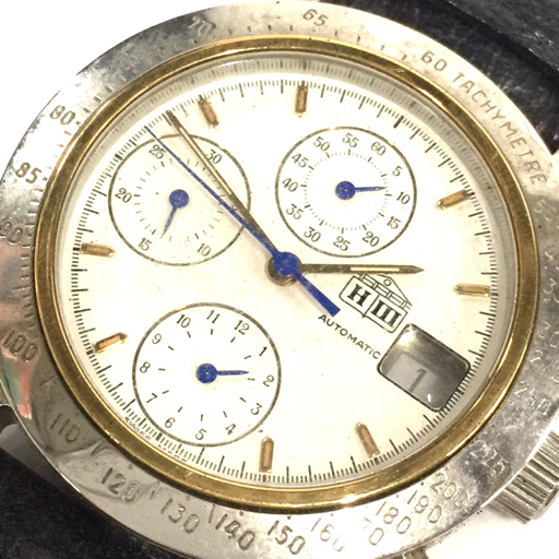 1円 ステファン ヨハンソン 腕時計 H3-IWE ラウンド クロノグラフ 白文字盤 自動巻き メンズ 純正尾錠 稼働の画像1