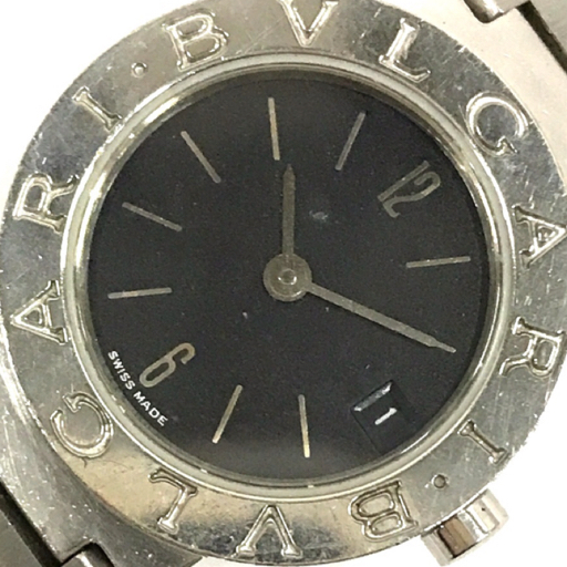 1円 ブルガリ 腕時計 ブルガリブルガリ BB23SS ラウンド デイト 黒文字盤 SVカラー クォーツ レディース BVLGARIの画像1