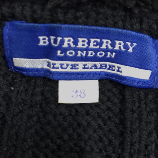 バーバリー ブルーレーベル サイズ 38 長袖 ダッフル ニットカーディガン 毛 混 レディース ブラック BURBERRYの画像5