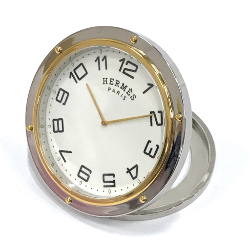 エルメス クリッパーリーベル PE-CL1.706 クォーツ 置時計 シルバー×ゴールド 未稼働 HERMESの画像1