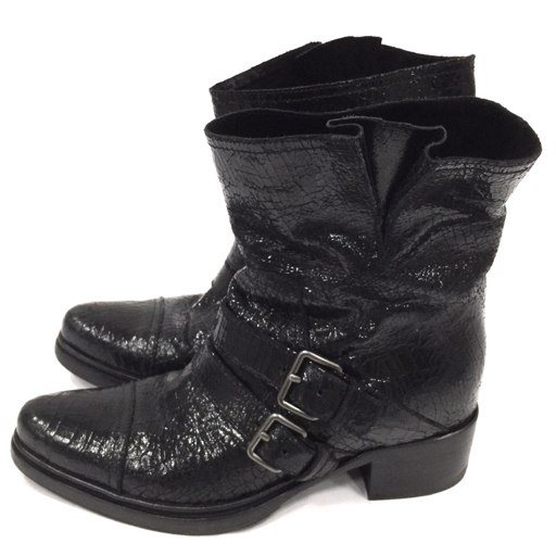  MiuMiu size 38 heel short boots belt metal fittings attaching lady's black shoes fashion accessories MIUMIU
