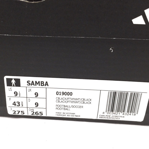 新品同様 アディダス 27.5cm 019000 SAMBあ サンバ スニーカー メンズ ブラック×ホワイト系 タグ付 保存箱付_画像10