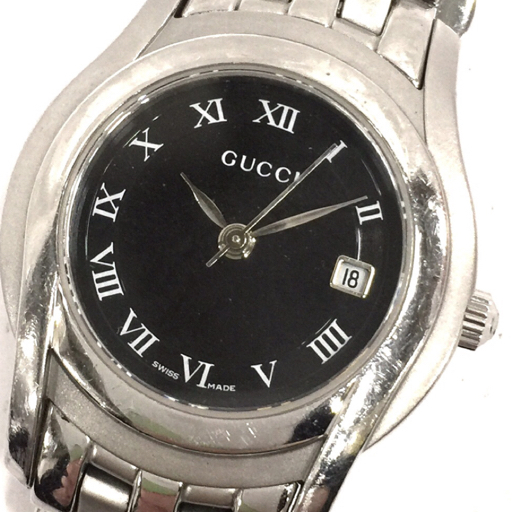 グッチ デイト クォーツ 腕時計 ブラック文字盤 未稼働品 ファッション小物 レディース 純正ブレス GUCCIの画像1