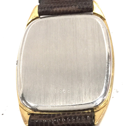 オメガ デビル 1365 クォーツ 腕時計 プッシュ式 グレー文字盤 メンズ 社外ベルト 未稼働品 スクエアフェイス OMEGA_画像2