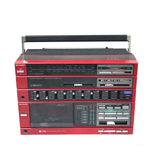 SHARP RS-5R ラジカセ カセットレコーダー レッド 通電確認済み シャープ_画像2