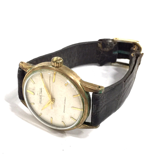 セイコー クラウン J14007 手巻き 機械式 腕時計 ラウンドフェイス メンズ ホワイト文字盤ジャンク品 不動品の画像5